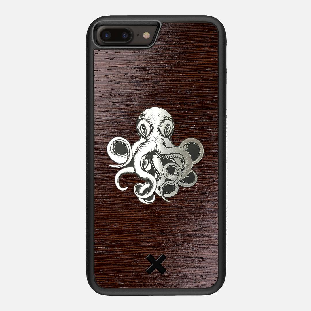 Prize Kraken Case for the Apple iPhone 8 Plus featuring an Engraved Silver and Wenge Wood backer with the Keyway X Mark#Phone Model_iPhone 8 Plus