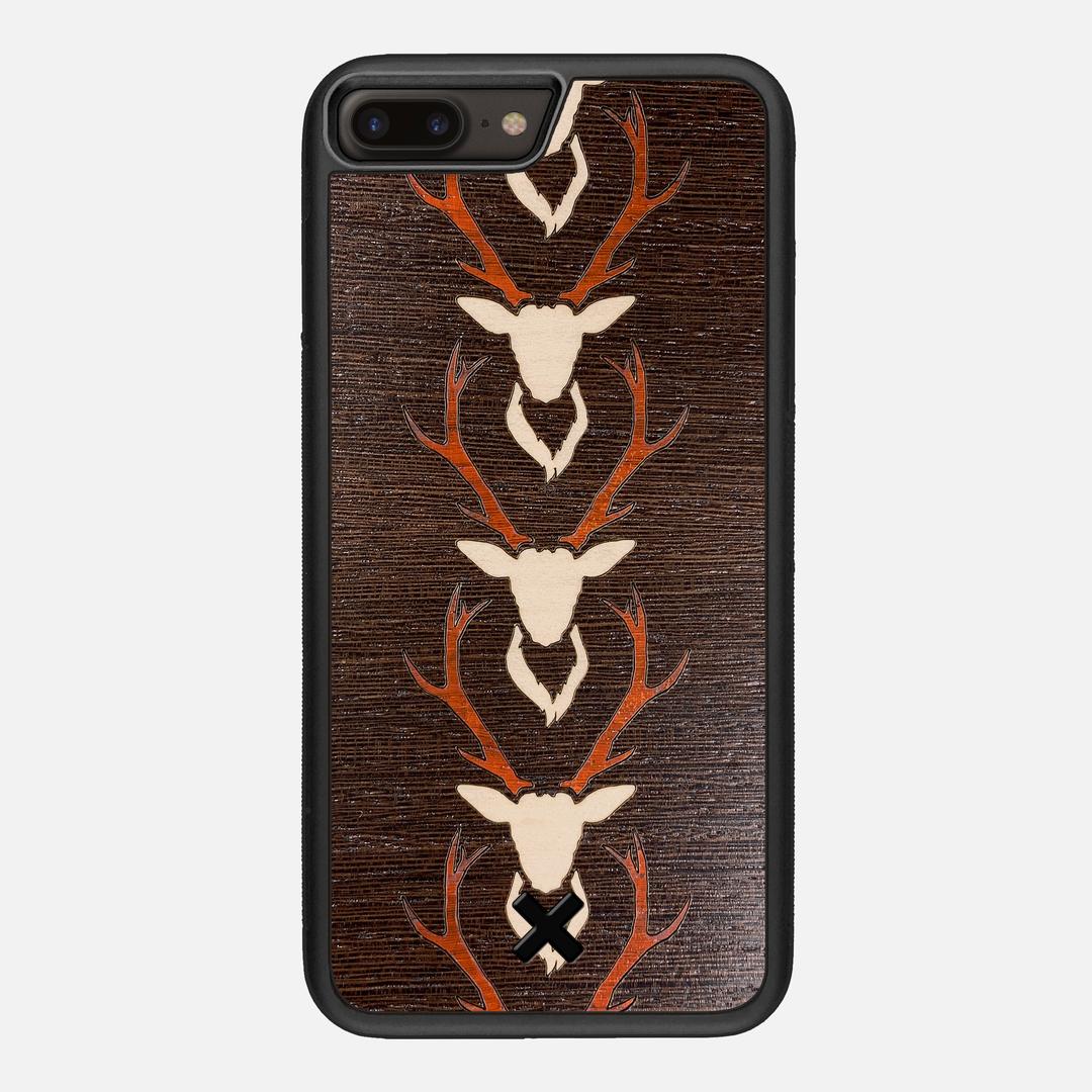 Stag Case for the Apple iPhone 8 Plus featuring a Maple & Padauk Deer Inlay on a Wenge Wood backer with the Keyway X Mark#Phone Model_iPhone 8 Plus