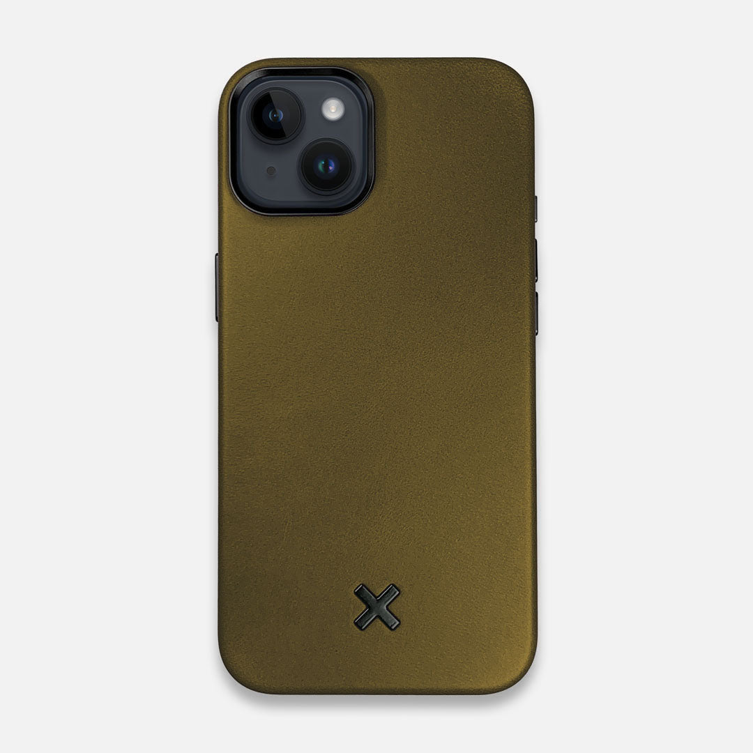 Keyway Leather MagSafe iPhone 15 case in Olive Green Leather