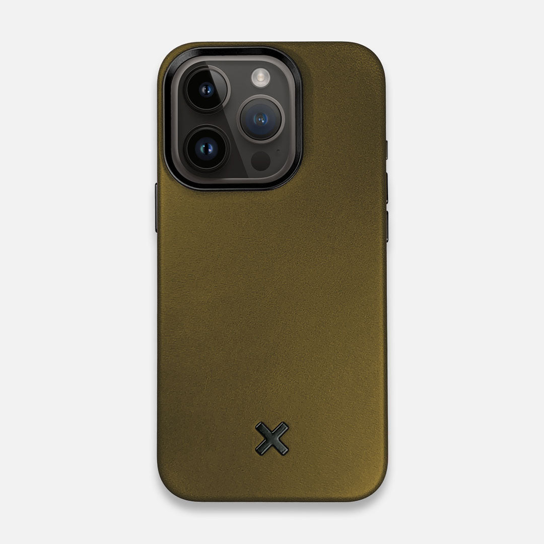 Keyway Leather MagSafe iPhone 15 Pro case in Olive Green Leather