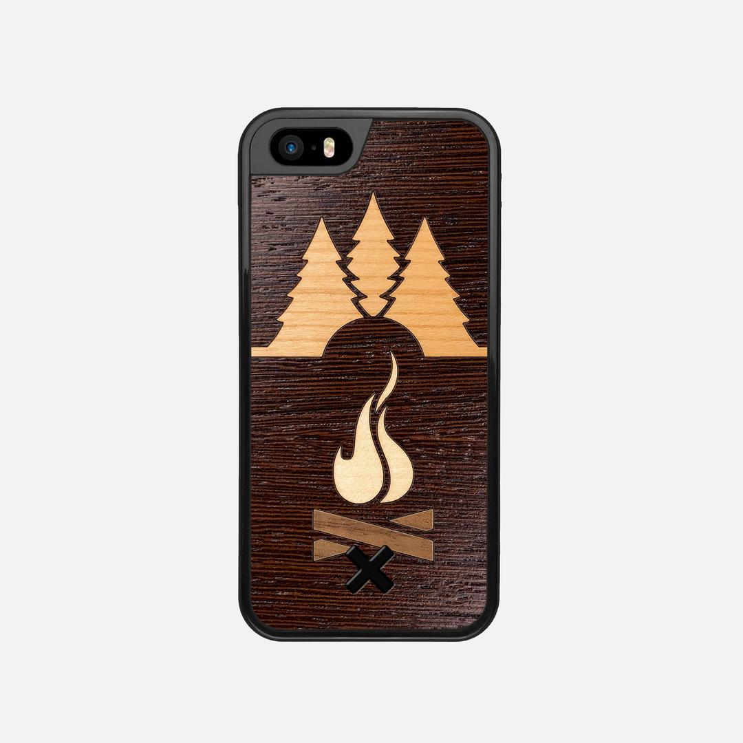Nomad Case for the Apple iPhone SE (2016) featuring a Wenge, Cherry, Maple, and Walnut Wood backer with the Keyway X Mark#Phone Model_iPhone SE (2016)