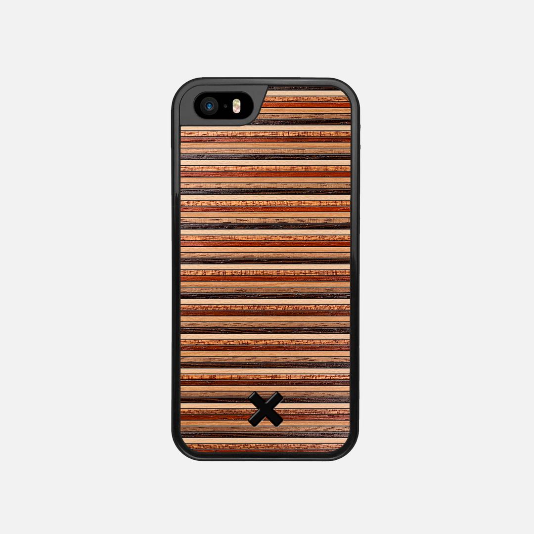 Strata Case for the Apple iPhone SE (2016) featuring a Maple, Sapele, Padauk, Cherry, Walnut, and Wenge Wood backer with the Keyway X Mark#Phone Model_iPhone SE (2016)
