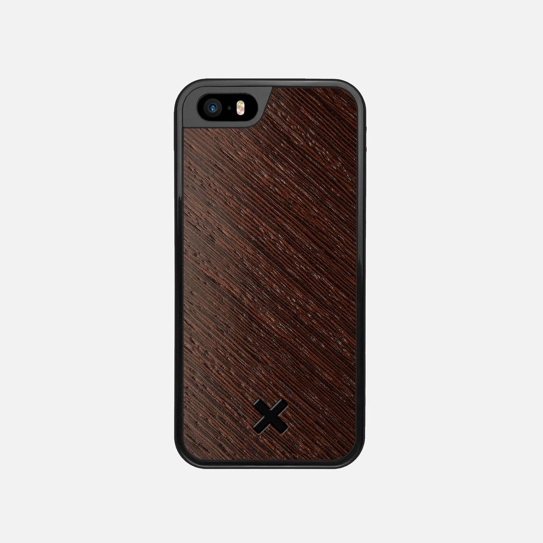 Wenge Pure Case for the Apple iPhone SE (2016) featuring a Wenge Wood backer with the Keyway X Mark#Phone Model_iPhone SE (2016)