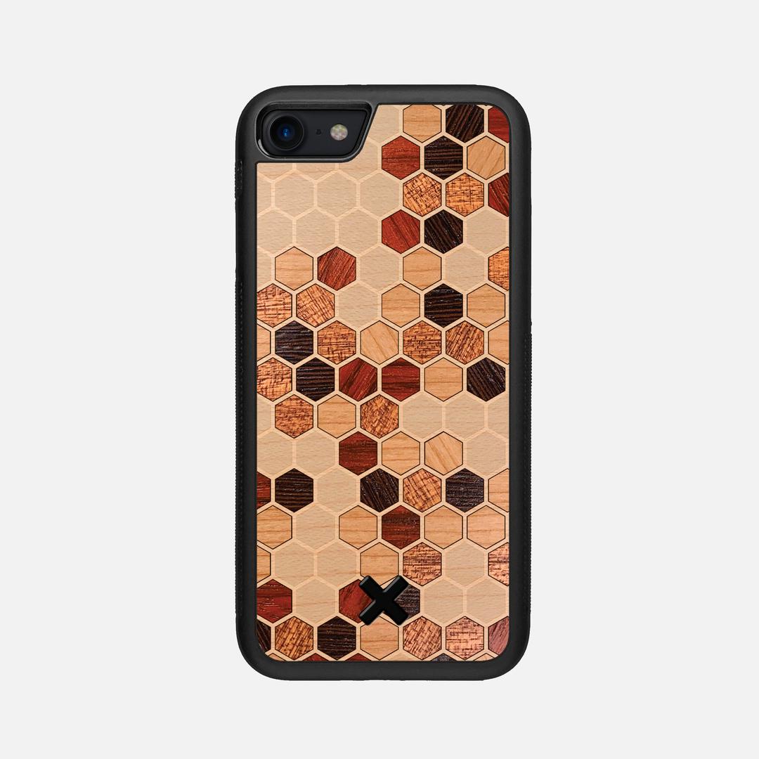 Cellular Case for the Apple iPhone SE (2020) featuring a Maple, Cherry, Sapele, Padauk, and Wenge Wood backer with the Keyway X Mark#Phone Model_iPhone SE (2020)