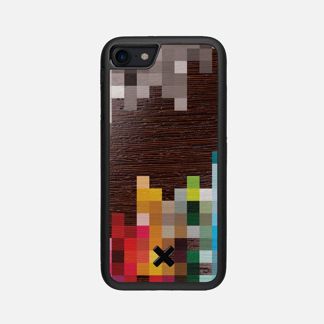 Pixelation Case for the Apple iPhone SE (2020) featuring a UV Printed Wenge Wood backer with the Keyway X Mark#Phone Model_iPhone SE (2020)