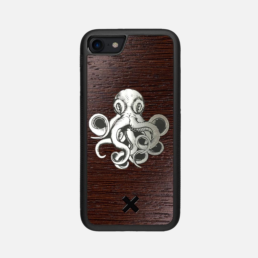 Prize Kraken Case for the Apple iPhone SE (2020) featuring an Engraved Silver and Wenge Wood backer with the Keyway X Mark#Phone Model_iPhone SE (2020)