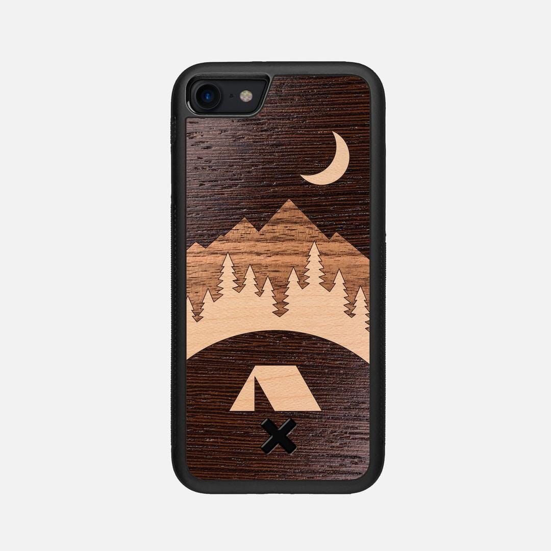 Woodland Case for the Apple iPhone SE (2020) featuring a Wenge, Maple, and Walnut Wood backer with the Keyway X Mark#Phone Model_iPhone SE (2020)