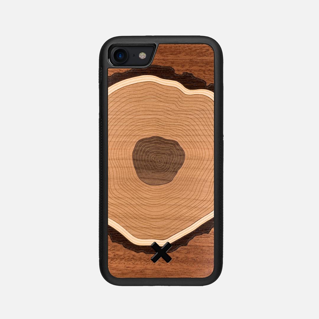 Arbor Case for the Apple iPhone SE (2022) featuring a Sapele, Wenge, Maple, Cherry, and Walnut Wood backer with the Keyway X Mark#Phone Model_iPhone SE (2022)