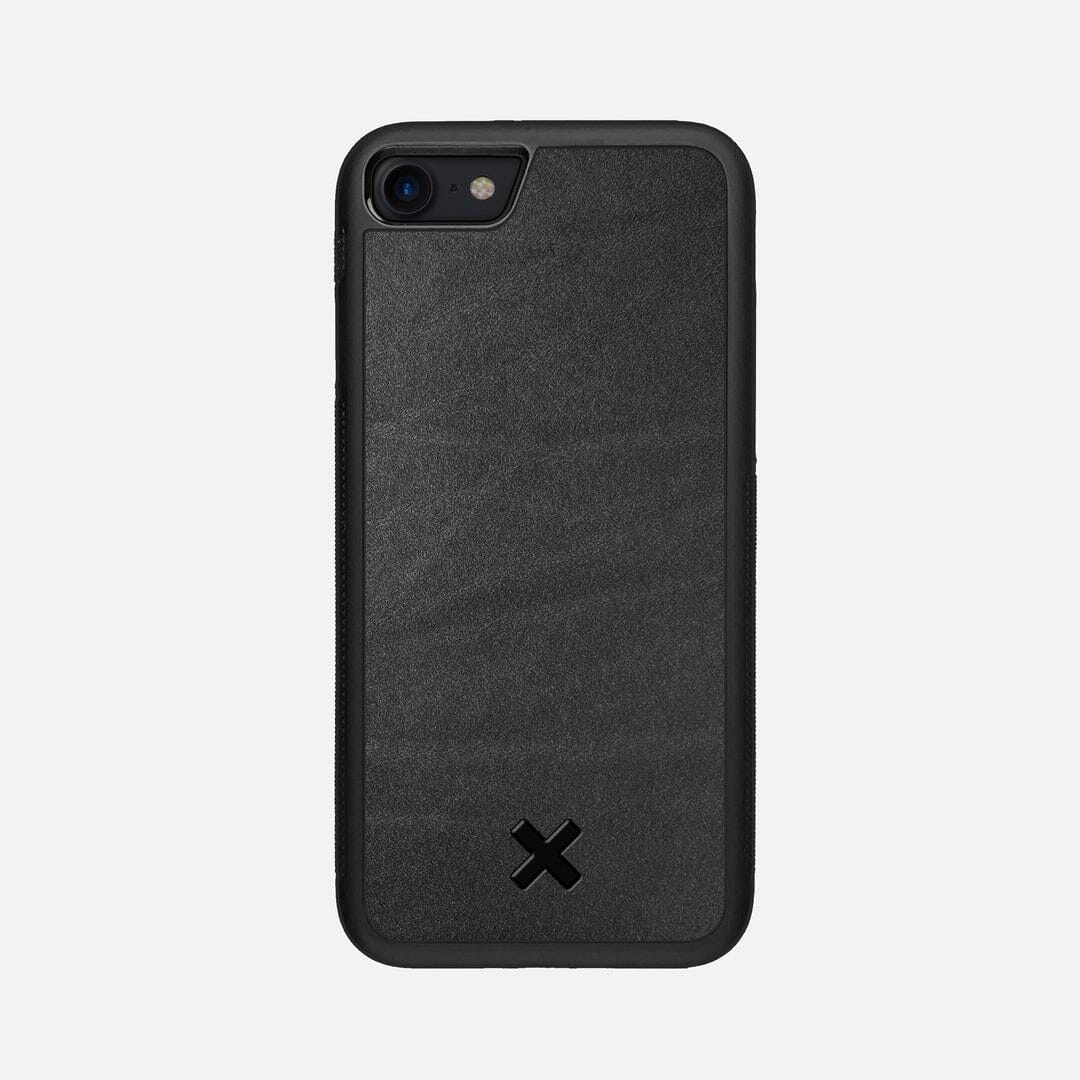 Charcoal Leather Case for the Apple iPhone SE (2022) featuring a Genuine Leather backer with the Keyway X Mark#Phone Model_iPhone SE (2022)