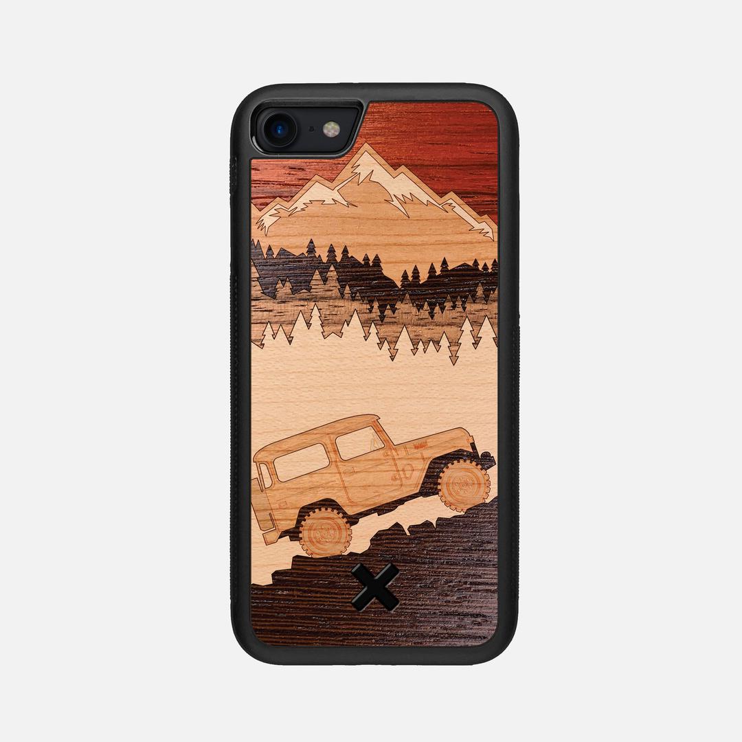Off-Road Case for the Apple iPhone SE (2022) featuring a Padauk, Cherry, Maple, and Walnut Wood backer with the Keyway X Mark#Phone Model_iPhone SE (2022)