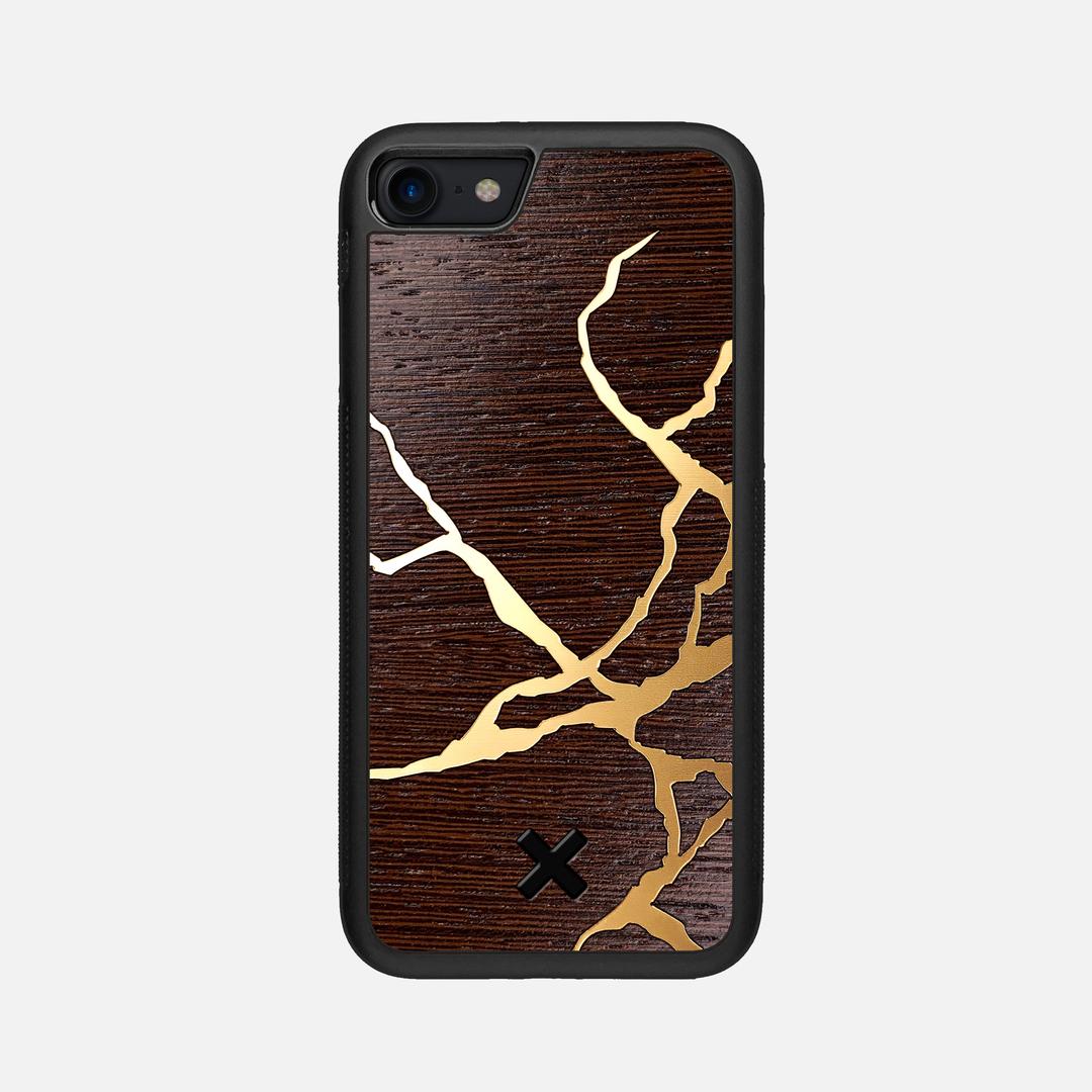 Restore Case for the Apple iPhone SE (2022) featuring a Gold and Wenge Wood backer with the Keyway X Mark#Phone Model_iPhone SE (2022)
