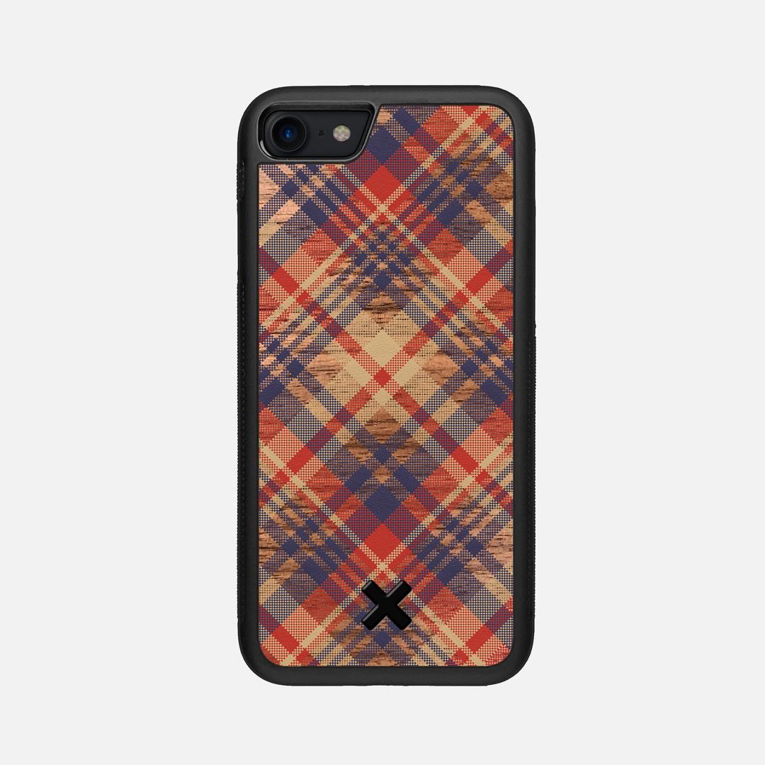 Tartan Case for the Apple iPhone SE (2022) featuring a UV Printed Walnut Wood backer with the Keyway X Mark#Phone Model_iPhone SE (2022)