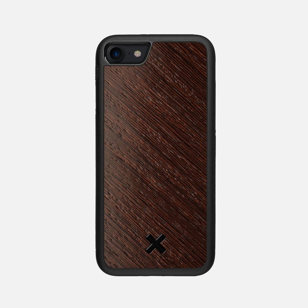 Wenge Pure Case for the Apple iPhone SE (2022) featuring a Wenge Wood backer with the Keyway X Mark#Phone Model_iPhone SE (2022)