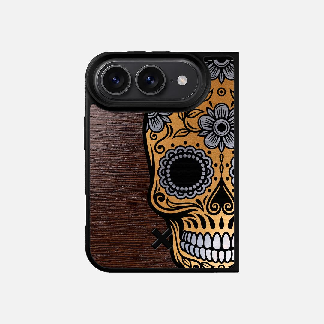 Calavera Case for the Apple iPhone Duo featuring an Engraved Gold and Wenge Wood backer with the Keyway X Mark#Phone Model_iPhone Duo