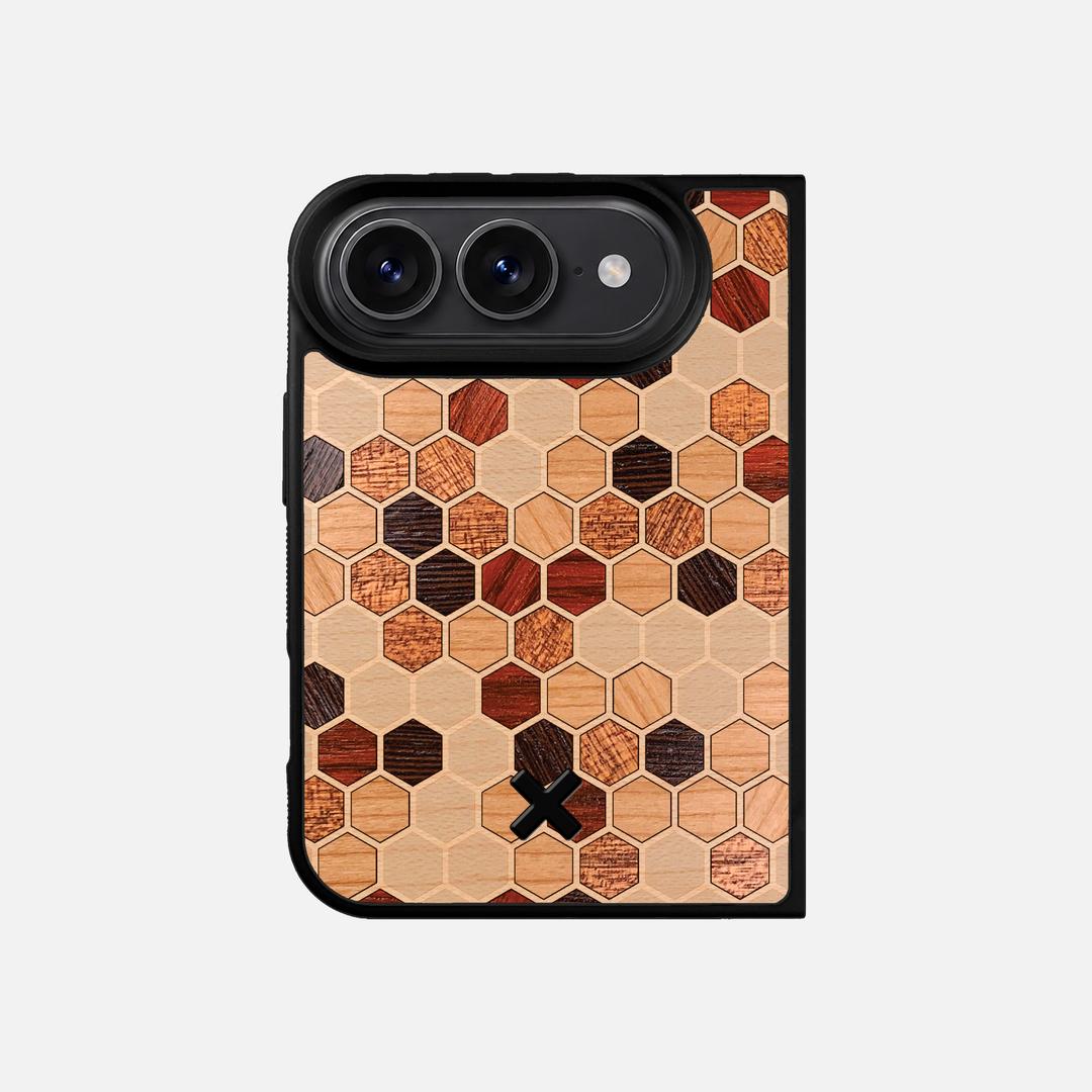 Cellular Case for the Apple iPhone Duo featuring a Maple, Cherry, Sapele, Padauk, and Wenge Wood backer with the Keyway X Mark#Phone Model_iPhone Duo