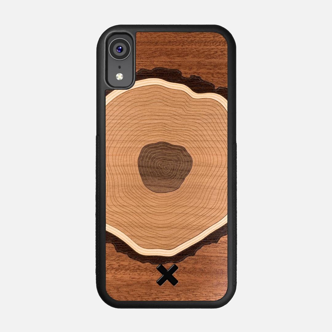 Arbor Case for the Apple iPhone XR featuring a Sapele, Wenge, Maple, Cherry, and Walnut Wood backer with the Keyway X Mark#Phone Model_iPhone XR