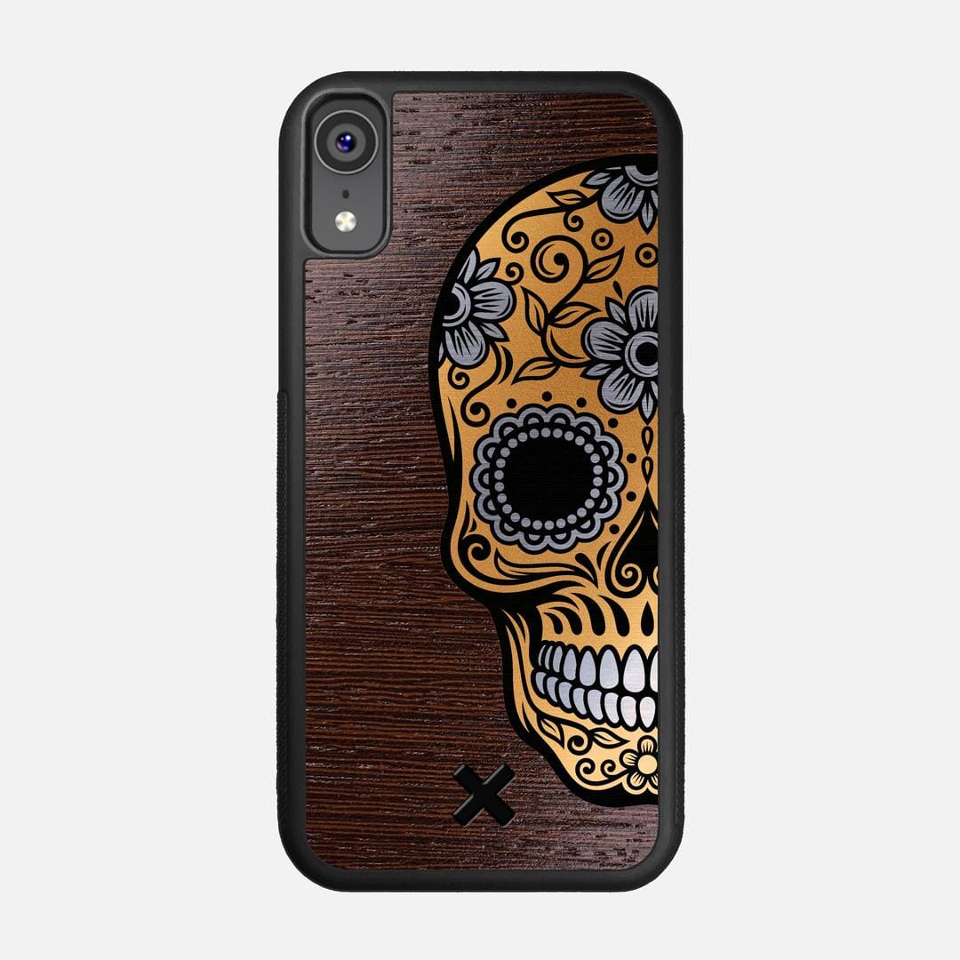 Calavera Case for the Apple iPhone XR featuring an Engraved Gold and Wenge Wood backer with the Keyway X Mark#Phone Model_iPhone XR
