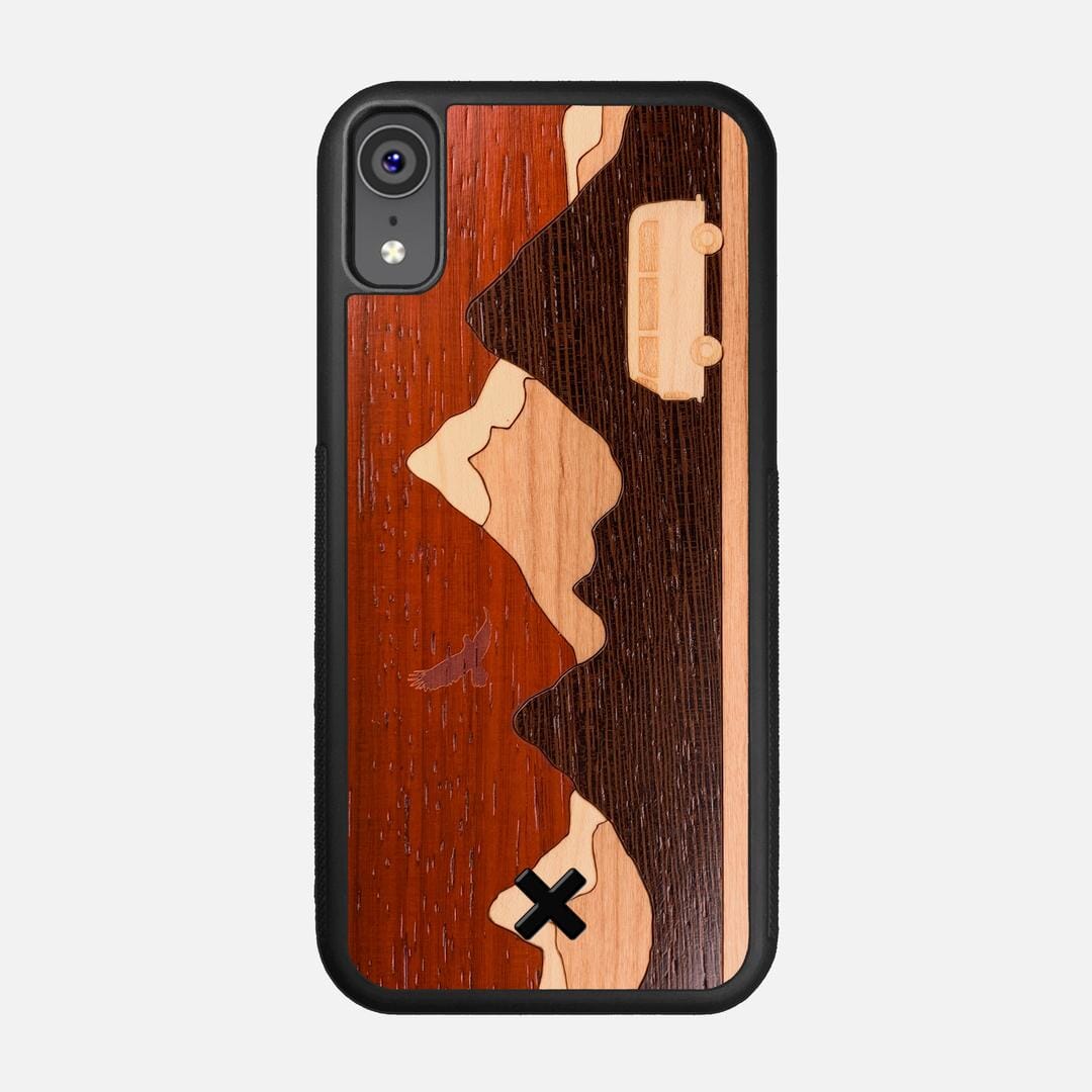 Cross Country Case for the Apple iPhone XR featuring a Padauk, Maple, Cherry, and Wenge Wood backer with the Keyway X Mark#Phone Model_iPhone XR