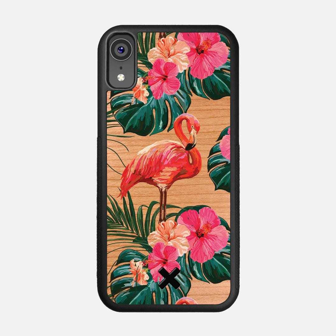 Flamingo Case for the Apple iPhone XR featuring a UV Printed Cherry Wood backer with the Keyway X Mark#Phone Model_iPhone XR