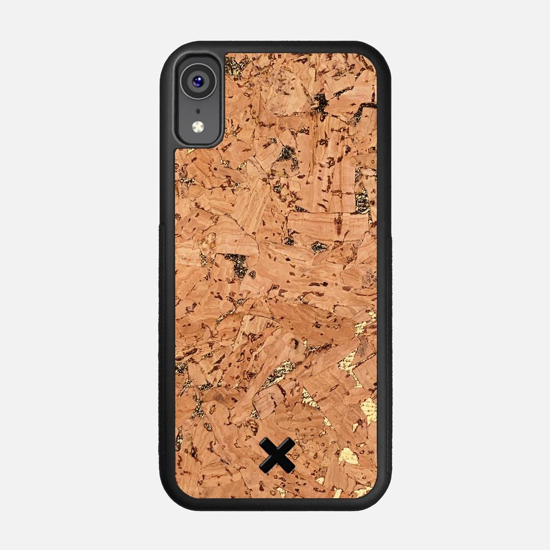 Gold Cork Case for the Apple iPhone XR featuring a Genuine Cork backer with the Keyway X Mark#Phone Model_iPhone XR