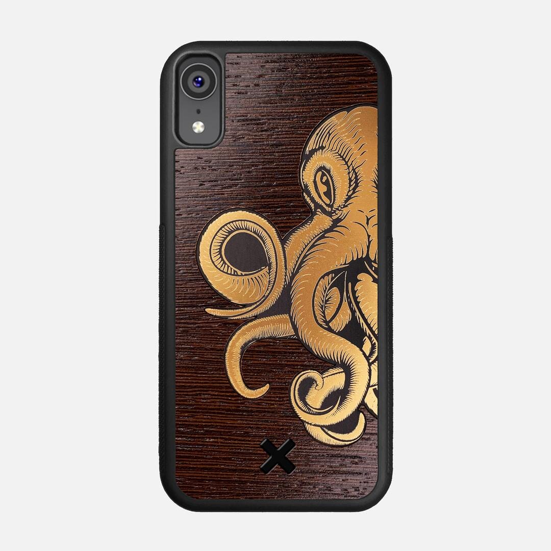 Kraken 2 Case for the Apple iPhone XR featuring an Engraved Gold and Wenge Wood backer with the Keyway X Mark#Phone Model_iPhone XR
