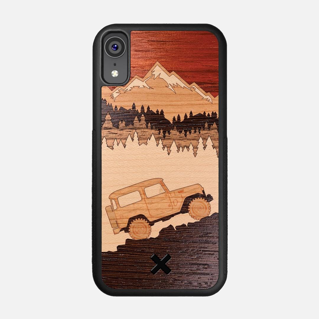 Off-Road Case for the Apple iPhone XR featuring a Padauk, Cherry, Maple, and Walnut Wood backer with the Keyway X Mark#Phone Model_iPhone XR