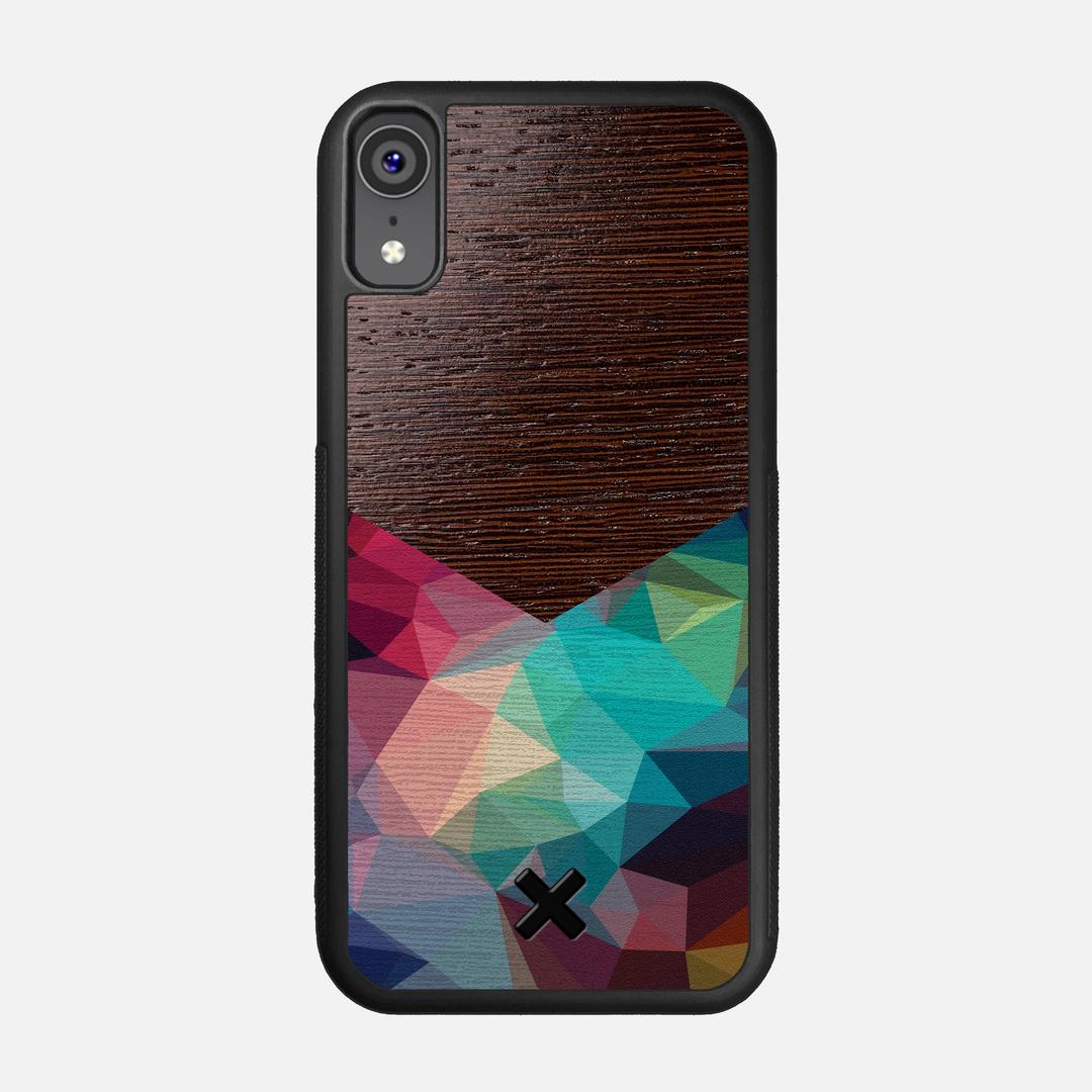 Prism Case for the Apple iPhone XR featuring a UV Printed Wenge Wood backer with the Keyway X Mark#Phone Model_iPhone XR