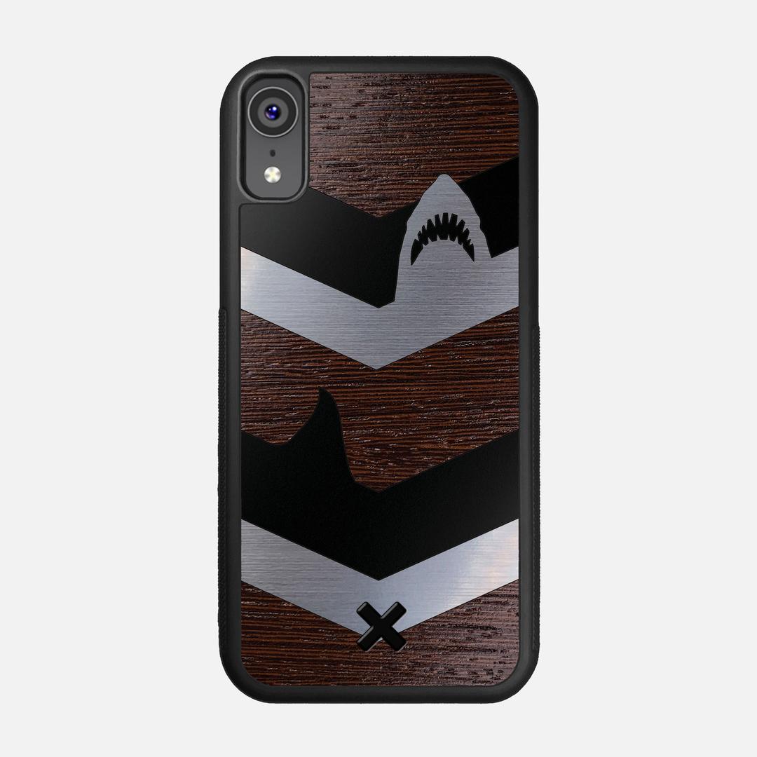 Shark Chevron Case for the Apple iPhone XR featuring an Engraved Silver and Wenge Wood backer with the Keyway X Mark#Phone Model_iPhone XR