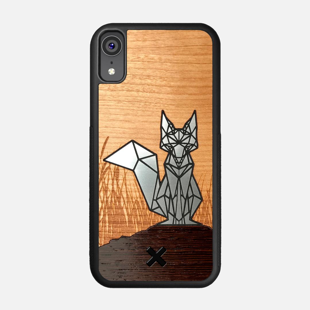 Silver Fox Case for the Apple iPhone XR featuring an Engraved Silver, Cherry, and Wenge Wood backer with the Keyway X Mark#Phone Model_iPhone XR