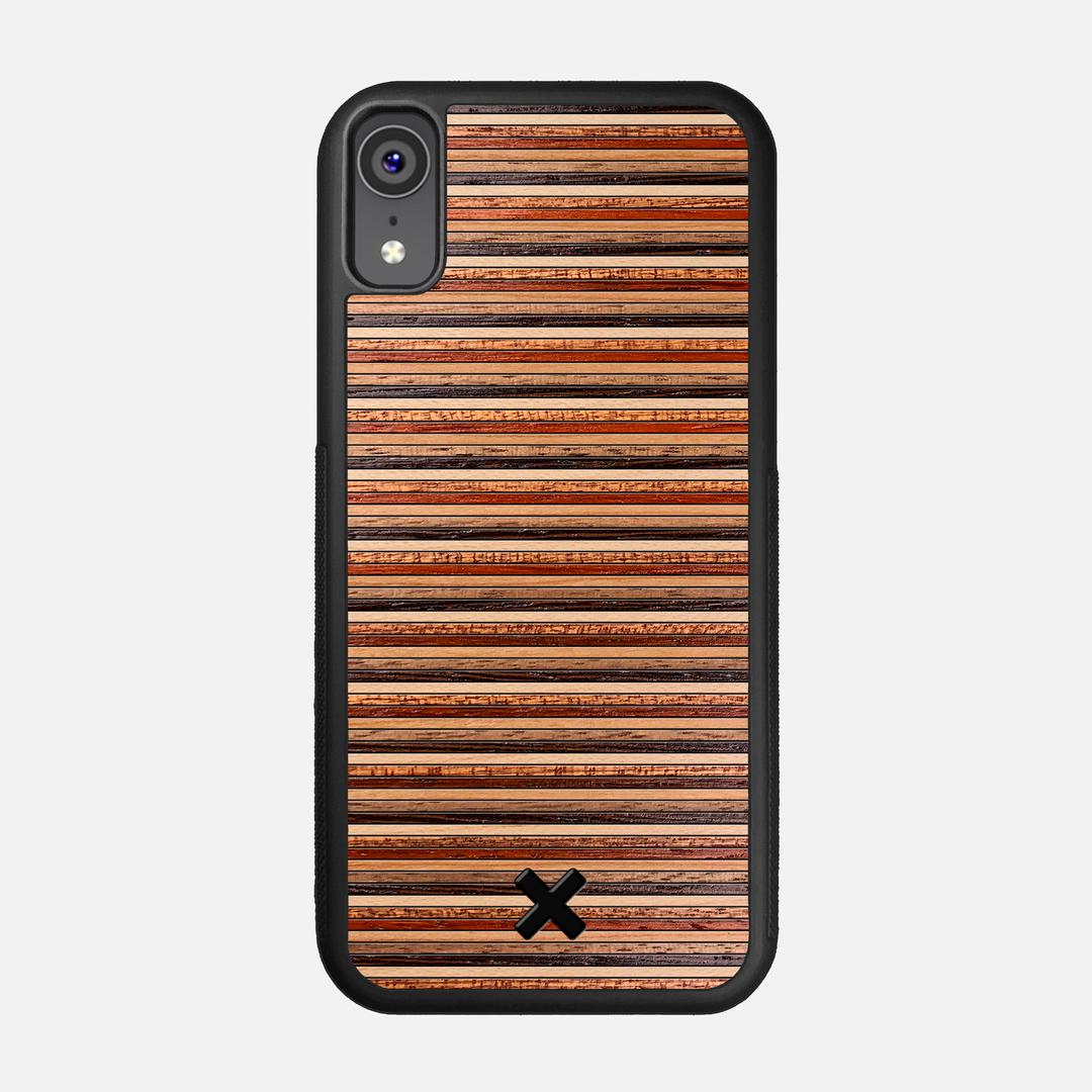 Strata Case for the Apple iPhone XR featuring a Maple, Sapele, Padauk, Cherry, Walnut, and Wenge Wood backer with the Keyway X Mark#Phone Model_iPhone XR