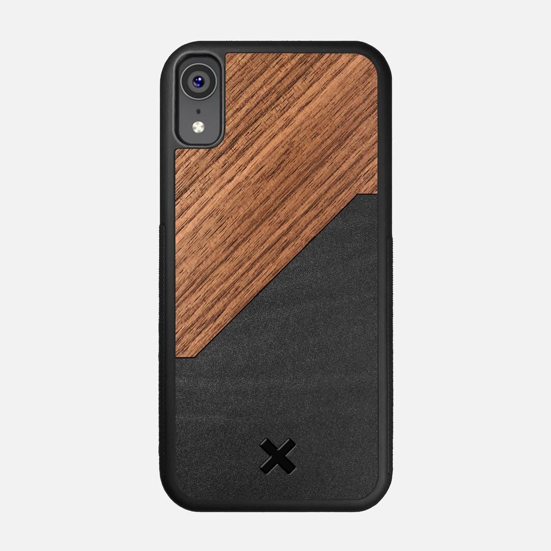 Walnut Rift Case for the Apple iPhone XR featuring a Genuine Leather and Walnut Wood backer with the Keyway X Mark#Phone Model_iPhone XR