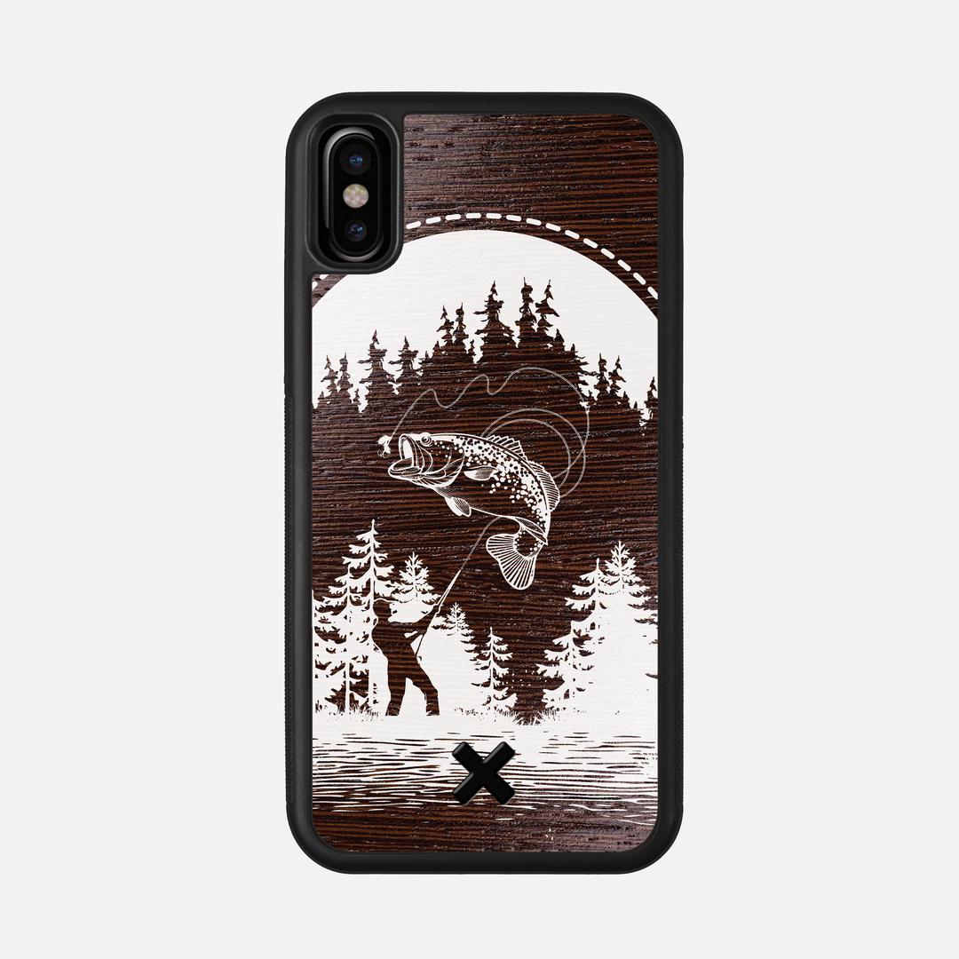 Angler Case for the Apple iPhone XS featuring a UV Print and Wenge Wood backer with the Keyway X Mark#Phone Model_iPhone XS
