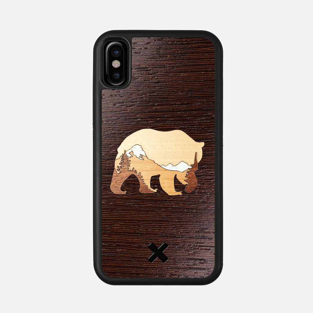 Bear Mountain Case for the Apple iPhone XS featuring a Wenge, Maple, Cherry, and Sapele Wood backer with the Keyway X Mark#Phone Model_iPhone XS
