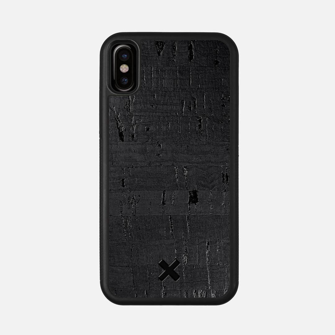 Black Cork Case for the Apple iPhone XS featuring a Genuine Cork backer with the Keyway X Mark#Phone Model_iPhone XS
