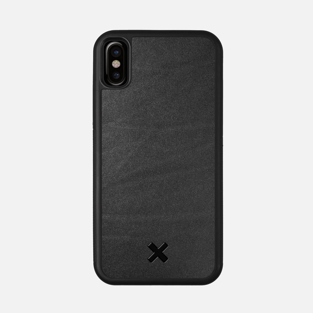 Charcoal Leather Case for the Apple iPhone XS featuring a Genuine Leather backer with the Keyway X Mark#Phone Model_iPhone XS
