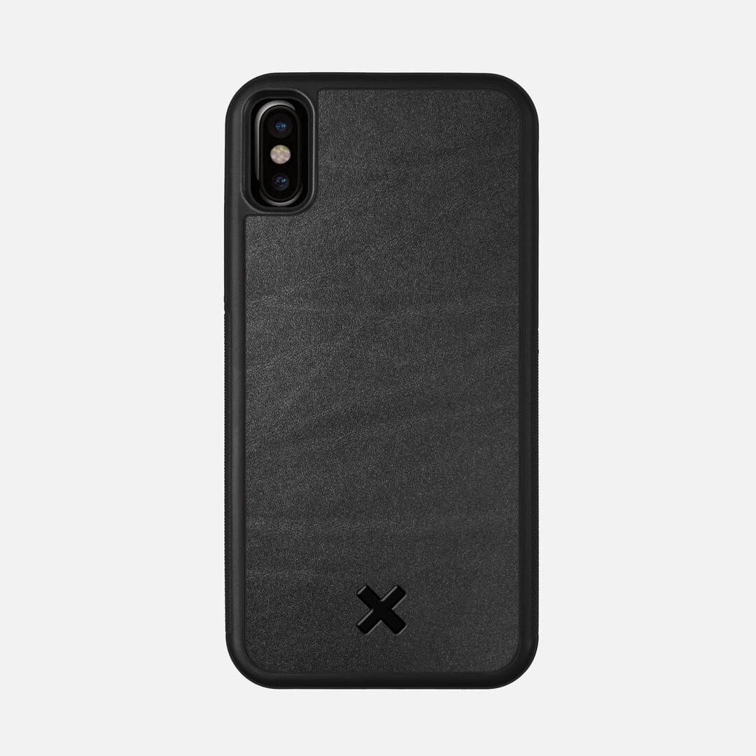 Charcoal Leather Case for the Apple iPhone XS featuring a Genuine Leather backer with the Keyway X Mark#Phone Model_iPhone XS