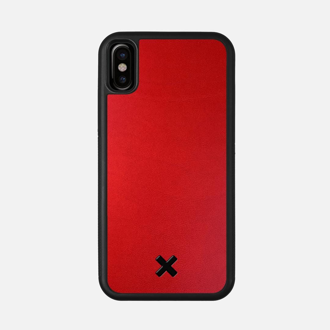 Crimson Leather Case for the Apple iPhone XS featuring a Genuine Leather backer with the Keyway X Mark#Phone Model_iPhone XS