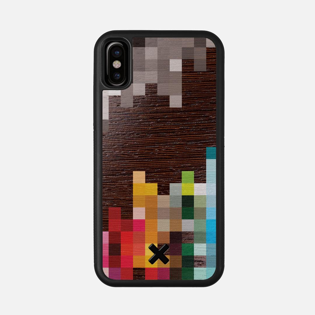 Pixelation Case for the Apple iPhone XS featuring a UV Printed Wenge Wood backer with the Keyway X Mark#Phone Model_iPhone XS