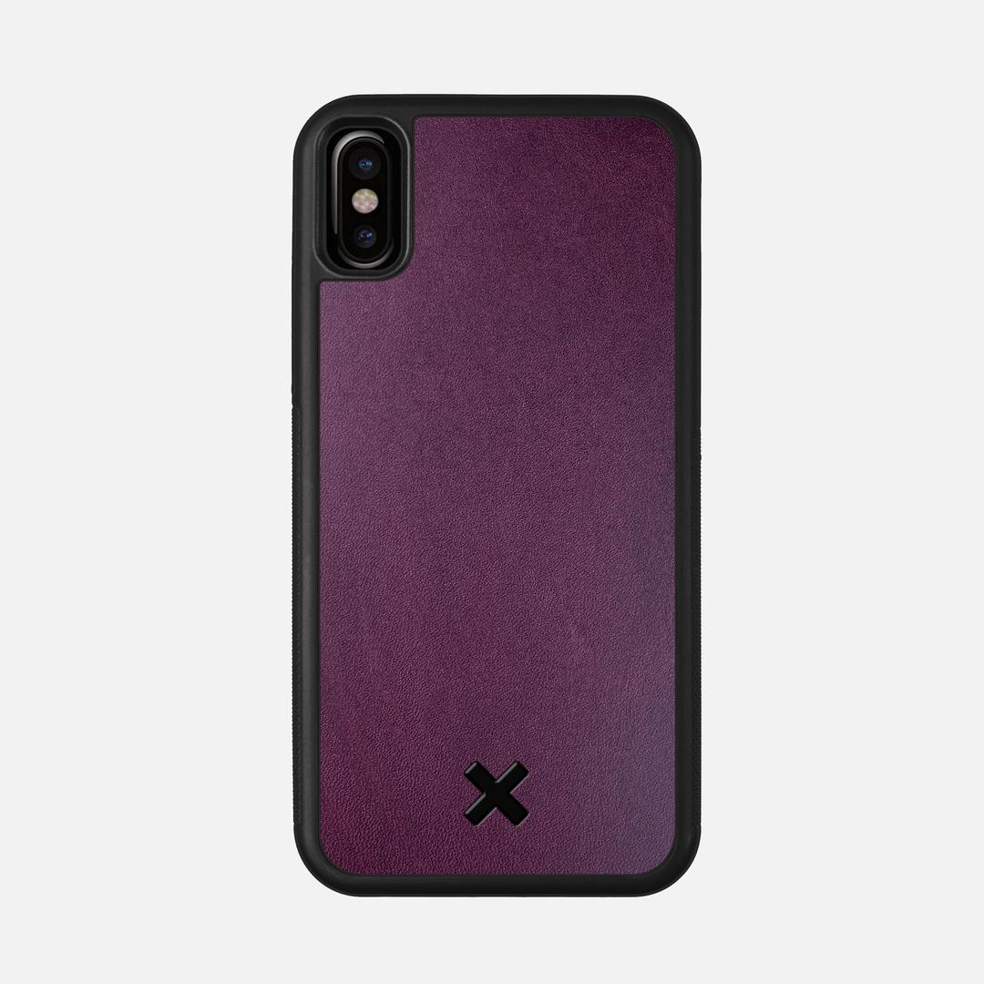 Plum Leather Case for the Apple iPhone XS featuring a Genuine Leather backer with the Keyway X Mark#Phone Model_iPhone XS