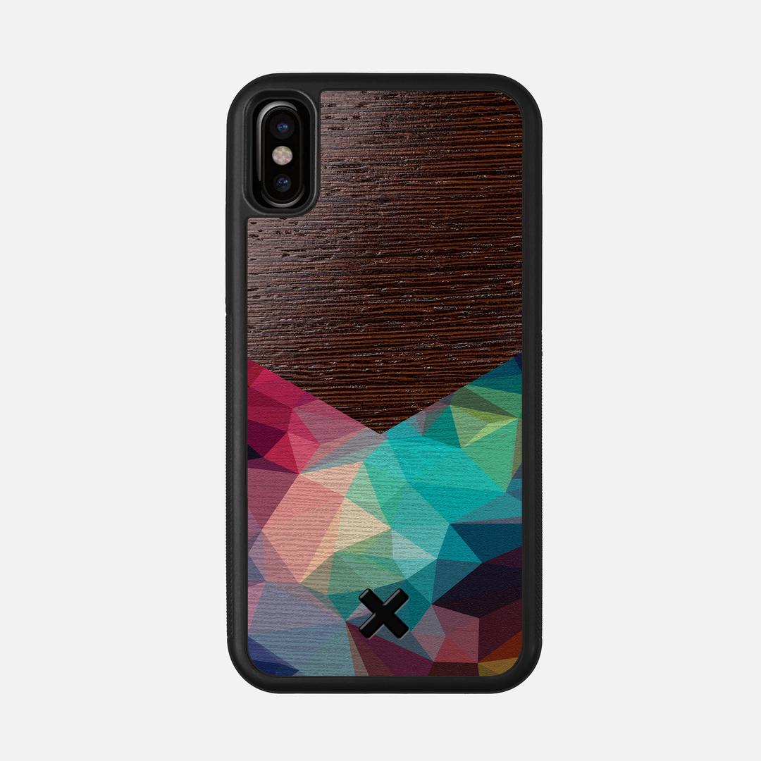 Prism Case for the Apple iPhone XS featuring a UV Printed Wenge Wood backer with the Keyway X Mark#Phone Model_iPhone XS