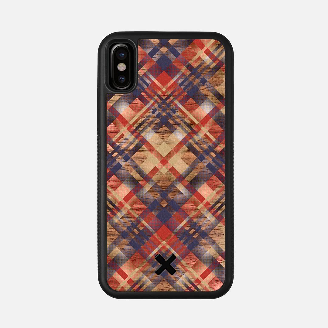 Tartan Case for the Apple iPhone XS featuring a UV Printed Walnut Wood backer with the Keyway X Mark#Phone Model_iPhone XS