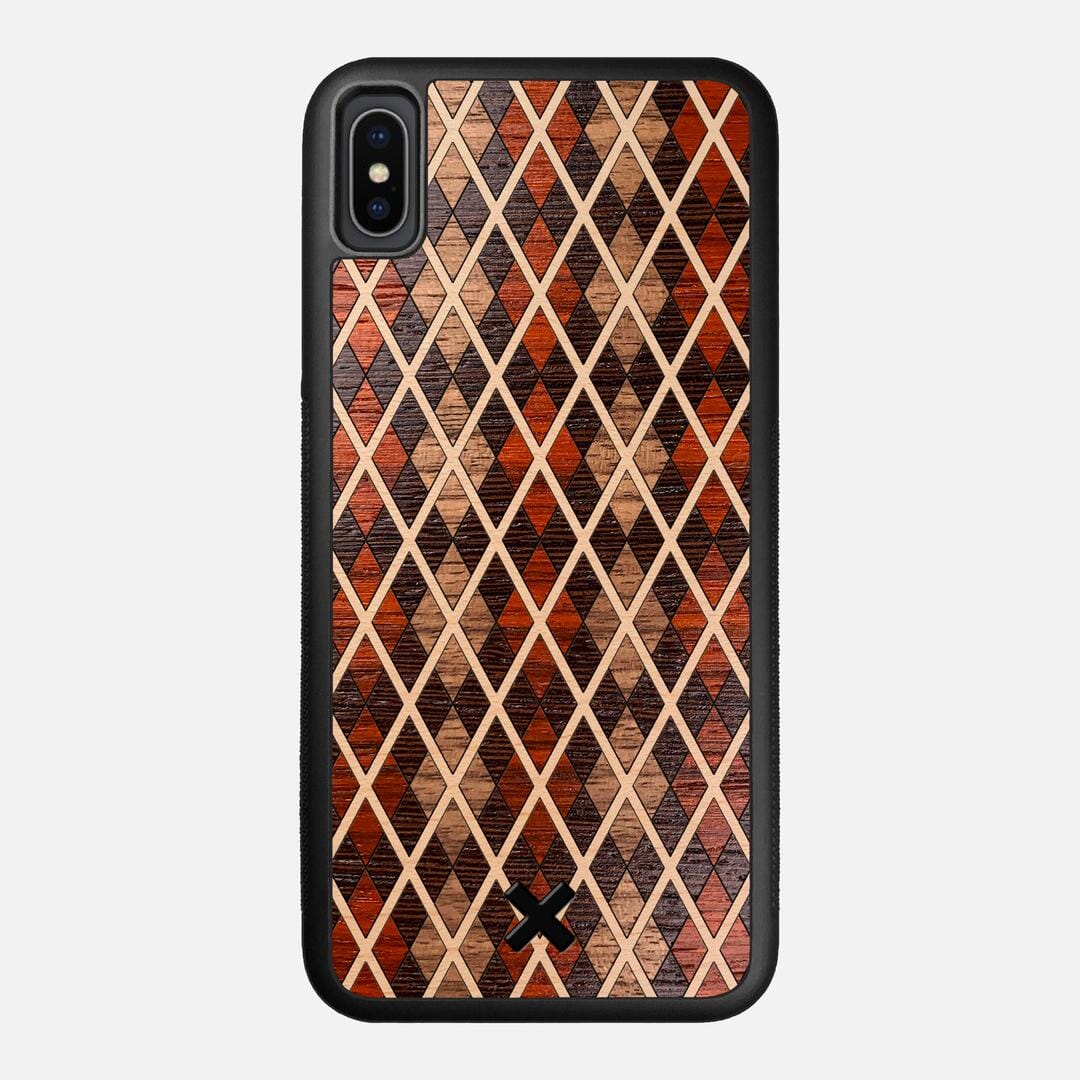 Argyle Case for the Apple iPhone XS Max featuring a Walnut, Padauk, Wenge, and Maple Wood backer with the Keyway X Mark#Phone Model_iPhone XS Max