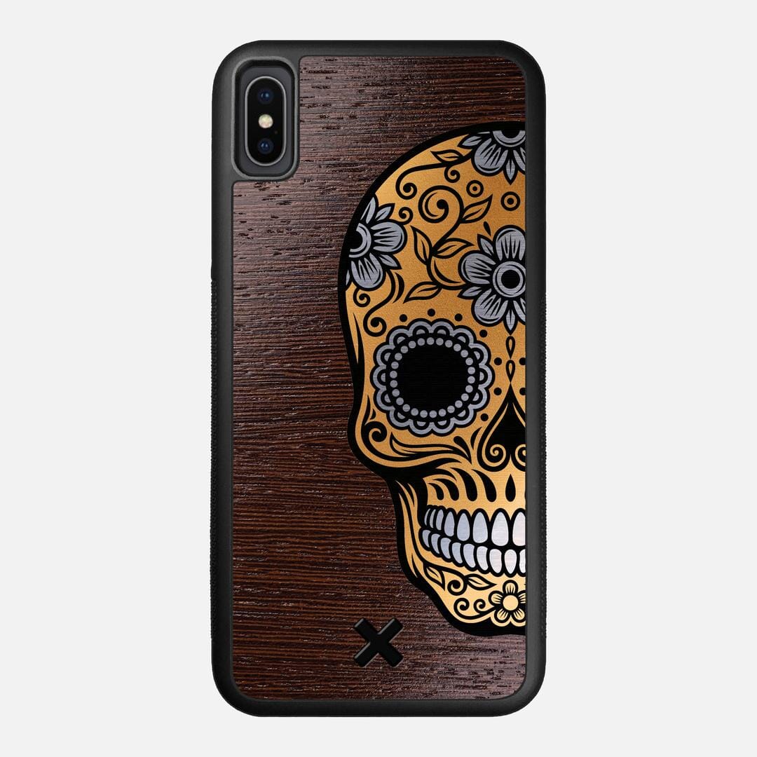 Calavera Case for the Apple iPhone XS Max featuring an Engraved Gold and Wenge Wood backer with the Keyway X Mark#Phone Model_iPhone XS Max