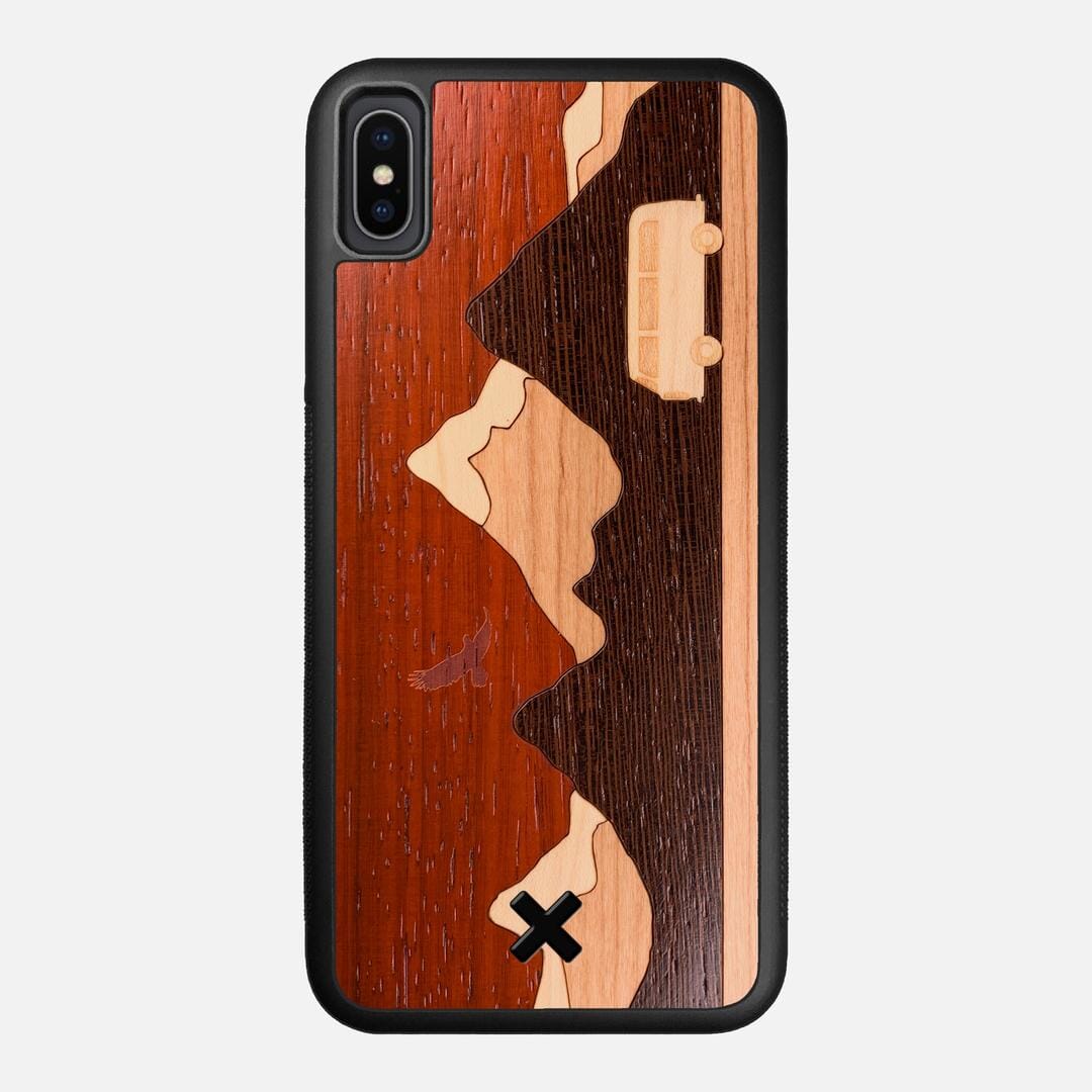 Cross Country Case for the Apple iPhone XS Max featuring a Padauk, Maple, Cherry, and Wenge Wood backer with the Keyway X Mark#Phone Model_iPhone XS Max