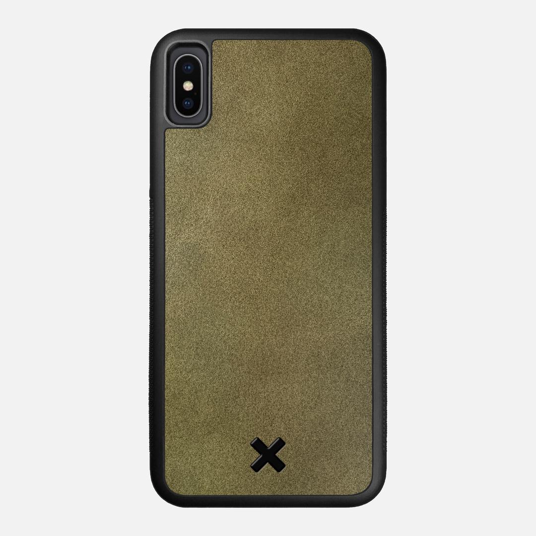 Olive Leather Case for the Apple iPhone XS Max featuring a Genuine Leather backer with the Keyway X Mark#Phone Model_iPhone XS Max