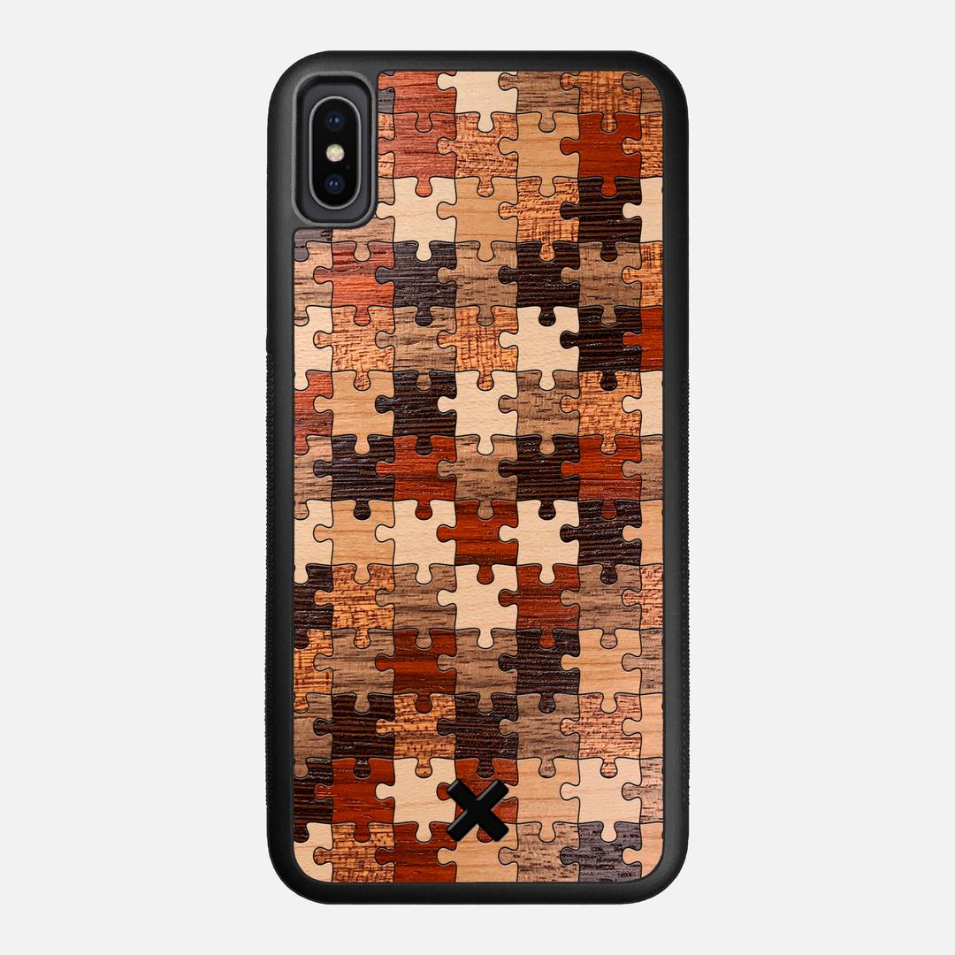 Puzzle Case for the Apple iPhone XS Max featuring a Wenge, Maple, Cherry, Sapele, Padauk, and Walnut Wood backer with the Keyway X Mark#Phone Model_iPhone XS Max