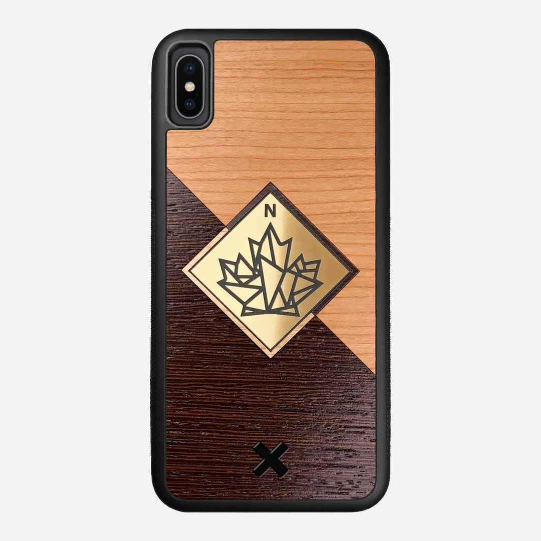 True North Case for the Apple iPhone XS Max featuring an Engraved Gold, Cherry, and Wenge Wood backer with the Keyway X Mark#Phone Model_iPhone XS Max