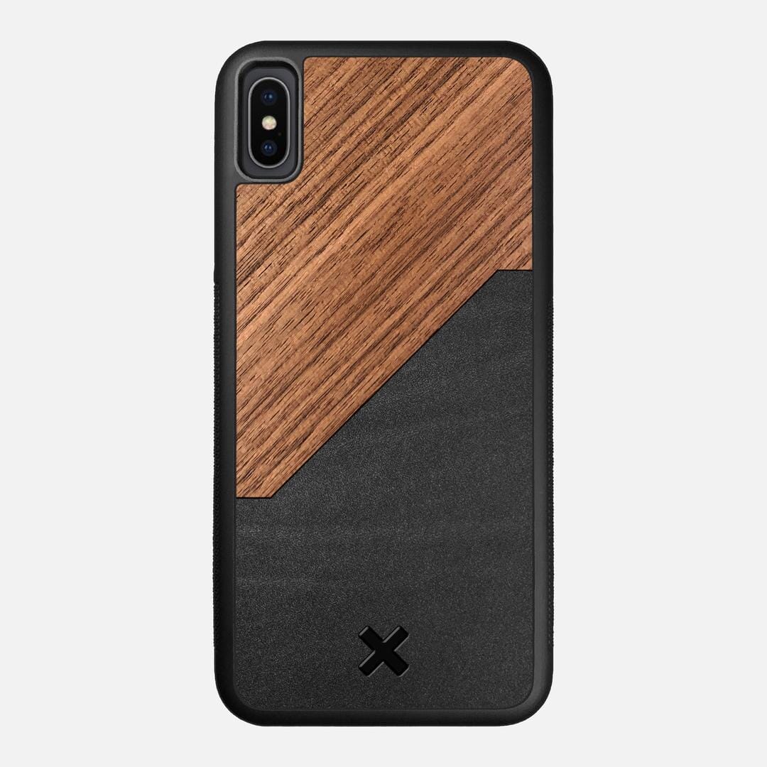 Walnut Rift Case for the Apple iPhone XS Max featuring a Genuine Leather and Walnut Wood backer with the Keyway X Mark#Phone Model_iPhone XS Max