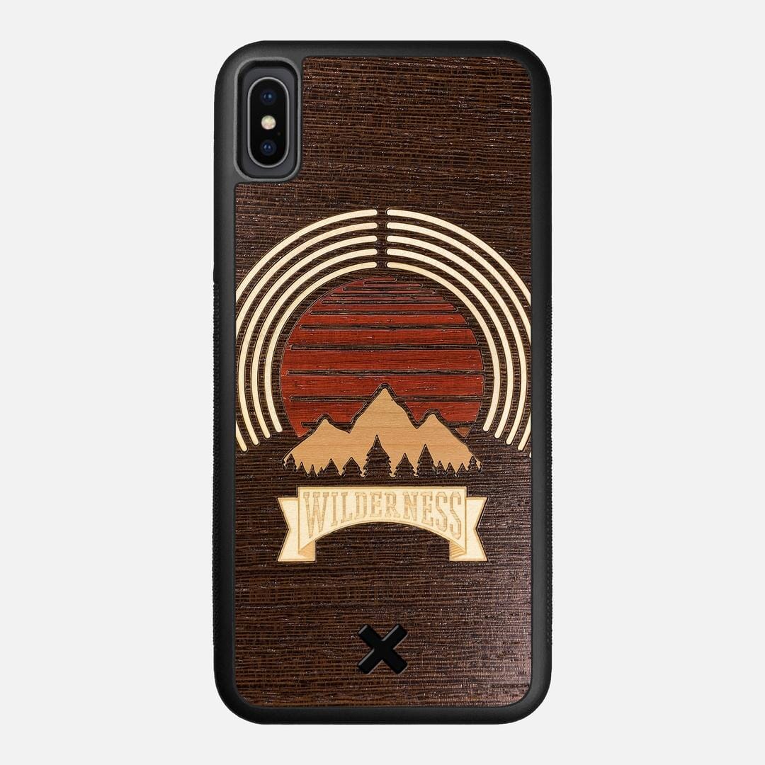 Wilderness Case for the Apple iPhone XS Max featuring a Maple, Padauk, and Cherry Sunset inlay on a Wenge Wood backer with the Keyway X Mark#Phone Model_iPhone XS Max