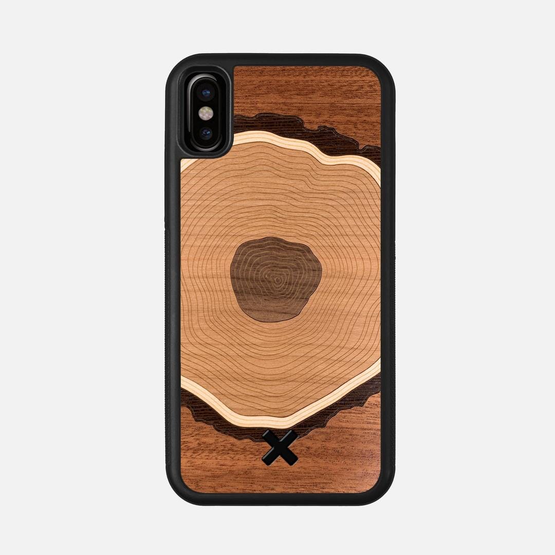 Arbor Case for the Apple iPhone X featuring a Sapele, Wenge, Maple, Cherry, and Walnut Wood backer with the Keyway X Mark#Phone Model_iPhone X